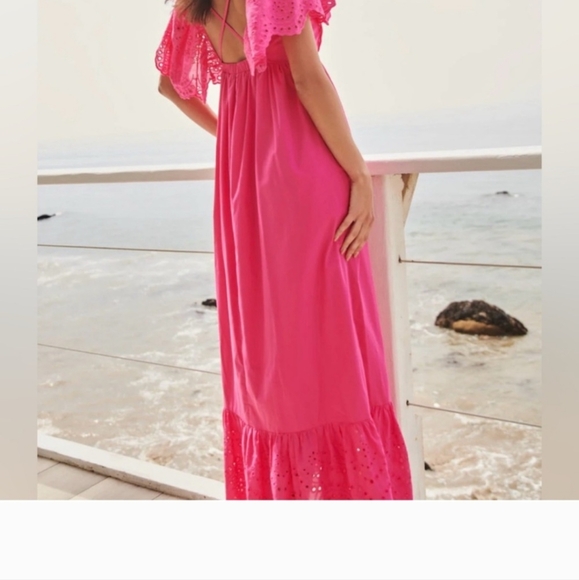 Barbie Princess Party Festival Maternity Summer Baby Shower Hot Pink Maxi Dress - Picture 7 of 9